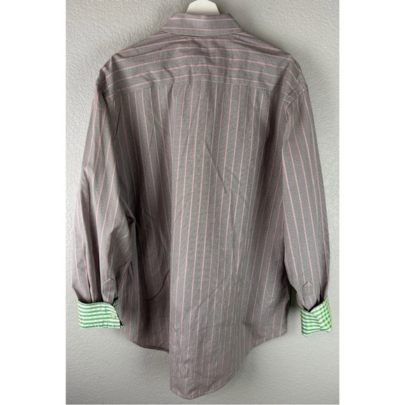 Robert Graham Long Sleeve Stripe Shirt Button Front Flip Cuffs, size XL - Picture 4 of 8